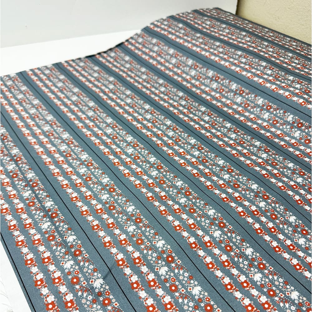 Perfect Binding Yardage Blue and Rust Floral - Fabric