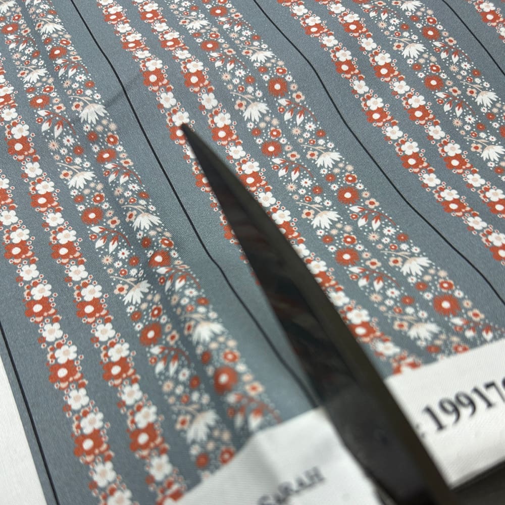 Perfect Binding Yardage Blue and Rust Floral - Fabric