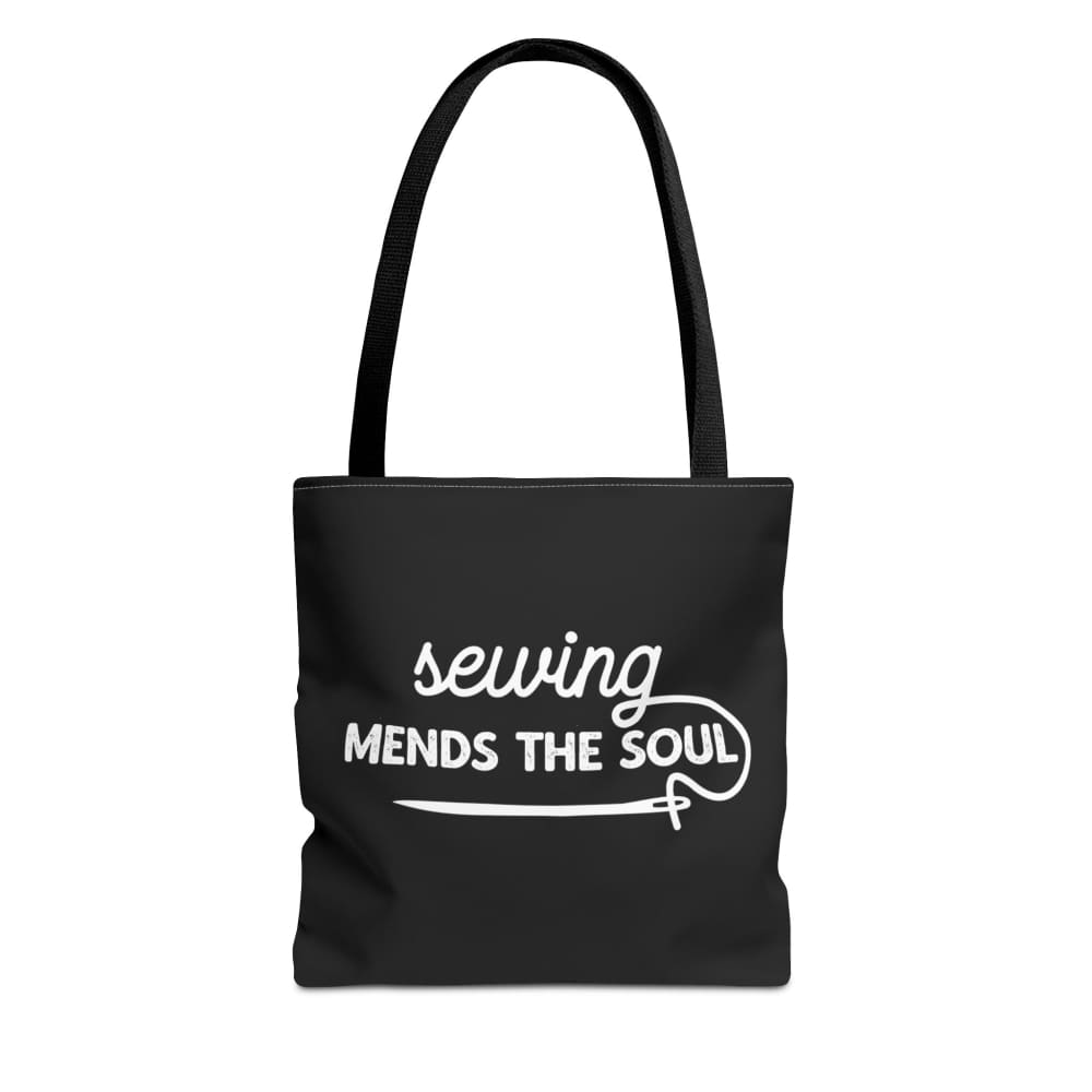Sewing Mends the Soul Totebag - 13’ × 13’’ / Black - Bags