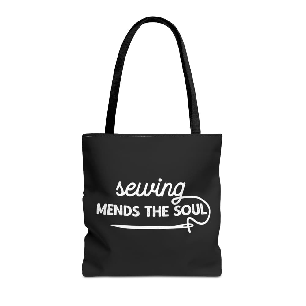 Sewing Mends the Soul Totebag - 16’ × 16’’ / Black - Bags
