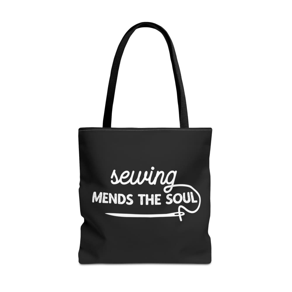 Sewing Mends the Soul Totebag - 18’ × 18’’ / Black - Bags