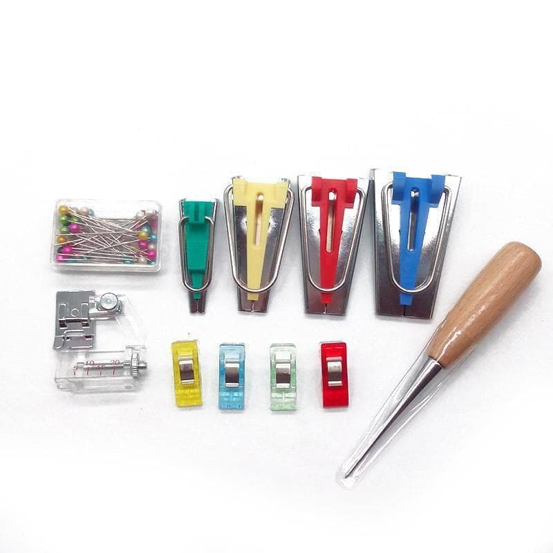Bias Tape Maker Kit 16 Pcs with Quilting Awl and Binder Foot-Sewing By Sarah