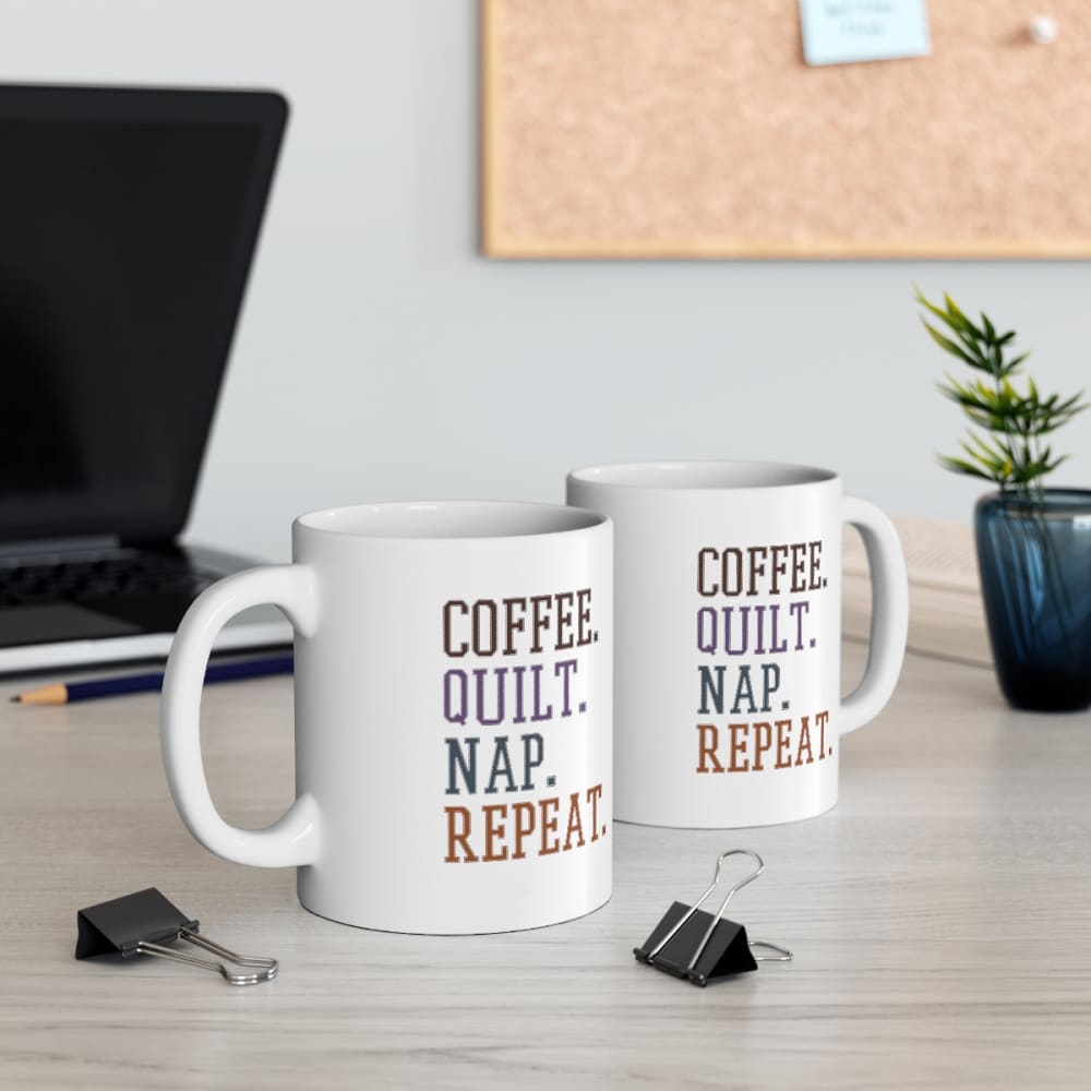 Coffee Quilt Nap Repeat Mug 11 oz. Mug - 11oz - Mug