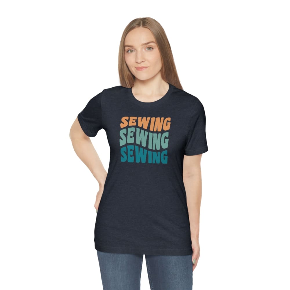 Retro Sewing T-Shirt - Heather Navy / S - T-Shirt
