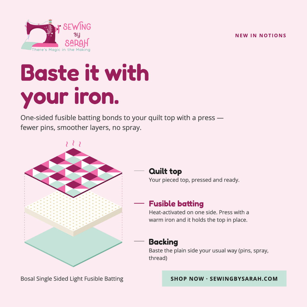 Bosal Single Sided Light Fusible Batting