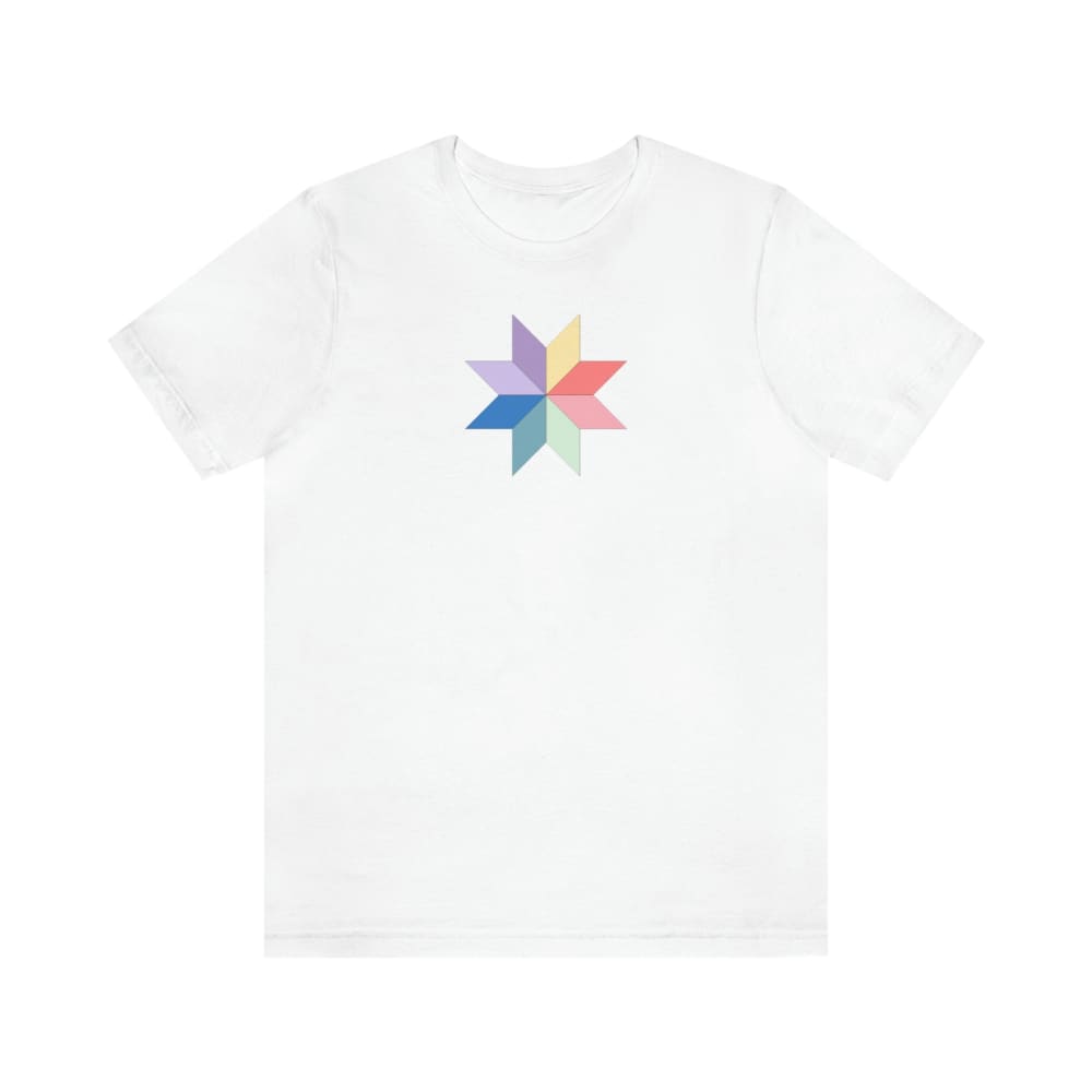 8 Point Star Quilt Block Short Sleeve T-Shirt - White / S -