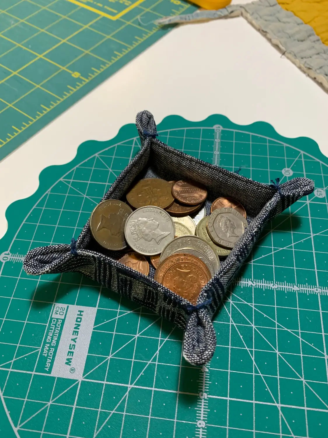 Easy to sew catch all tray