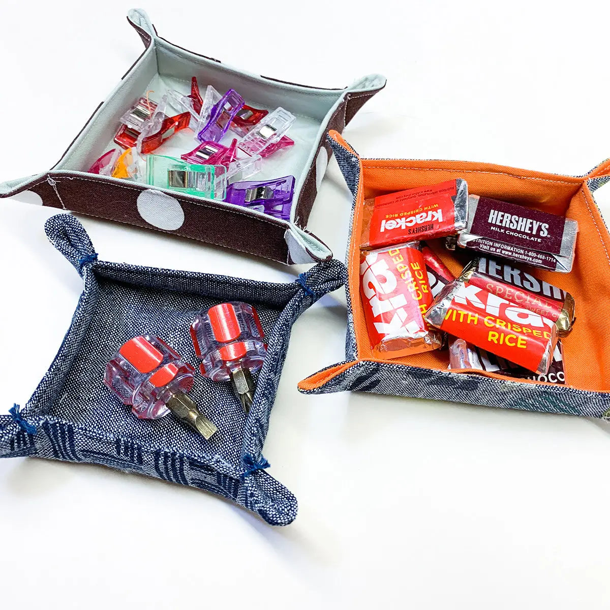 Quick and easy sewing project fabric catch all trays