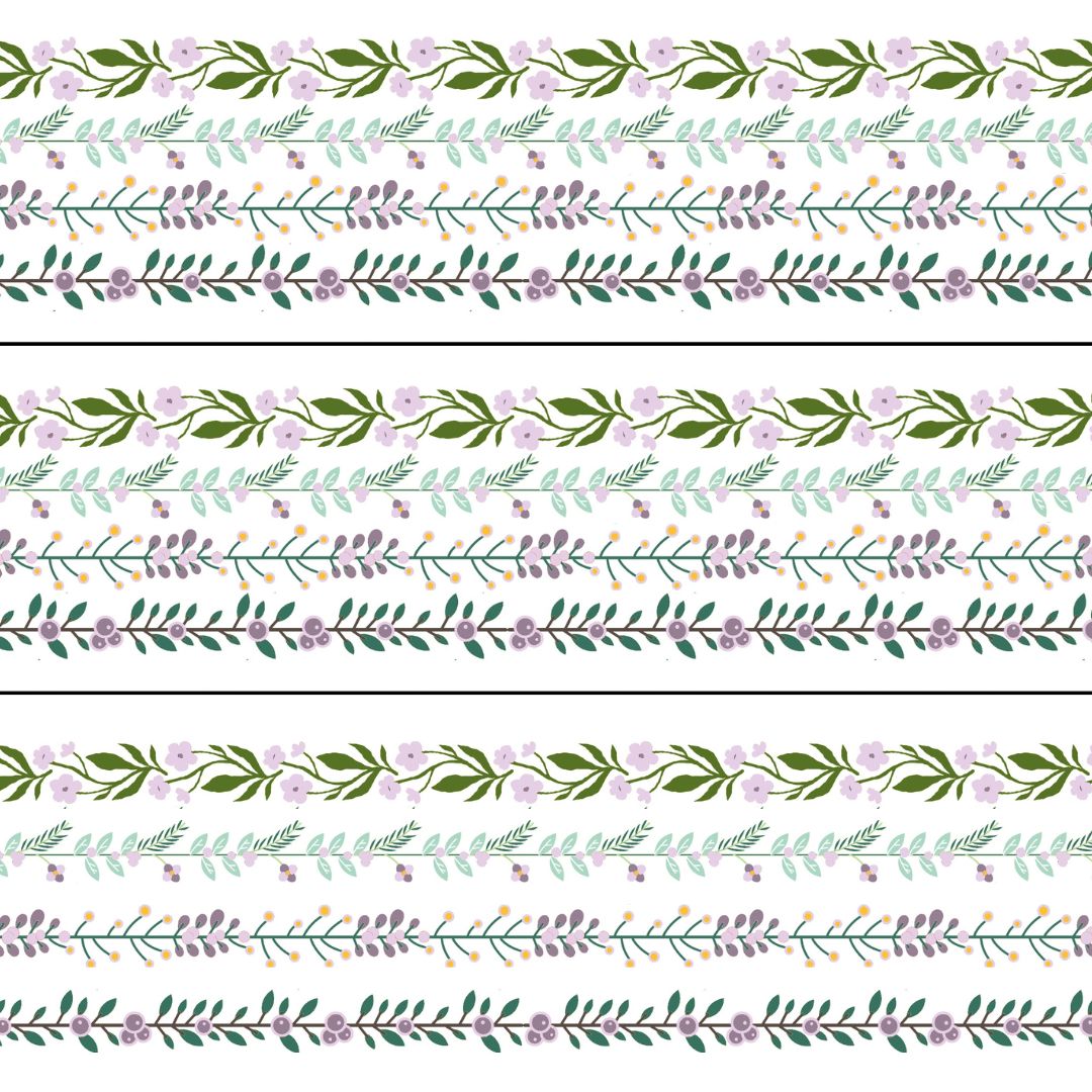 Meadow Walk Perfect Binding pre-printed quilt binding fabric, floral vines