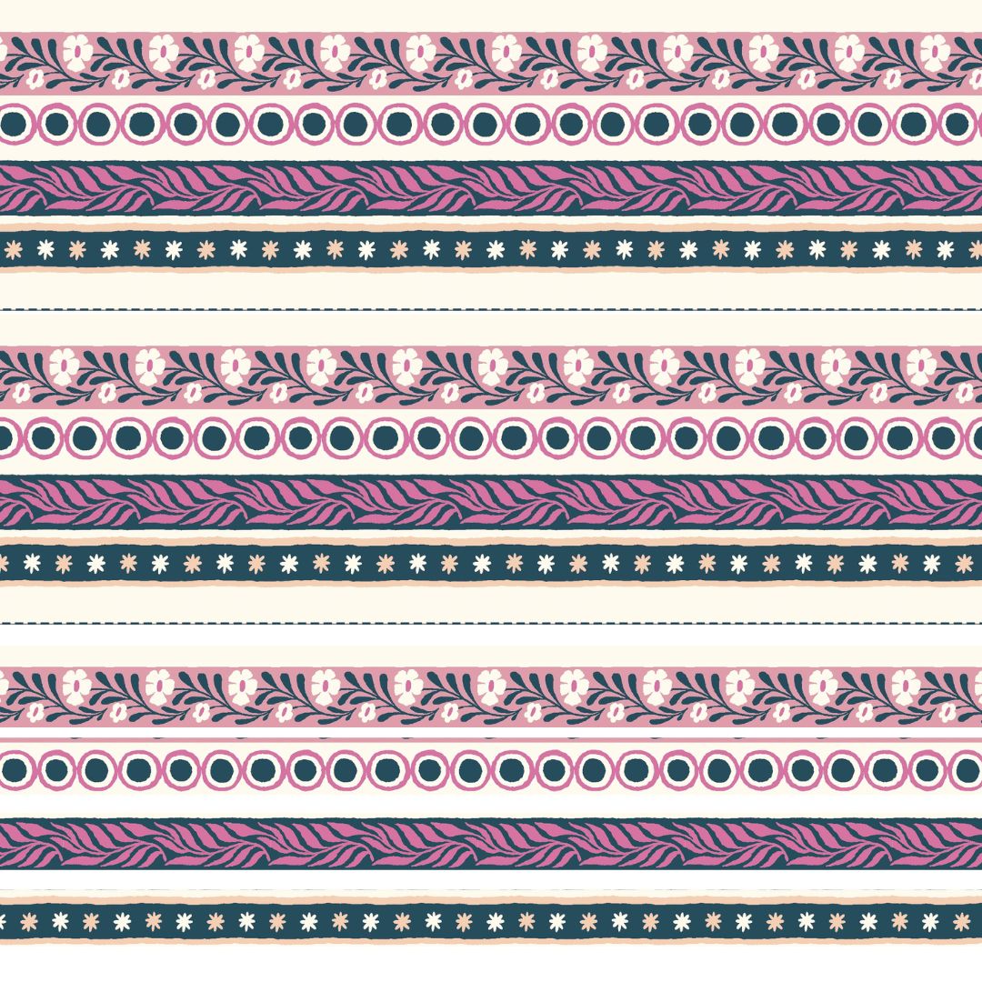 Preppy and Pretty Perfect Binding pre-printed quilt binding fabric