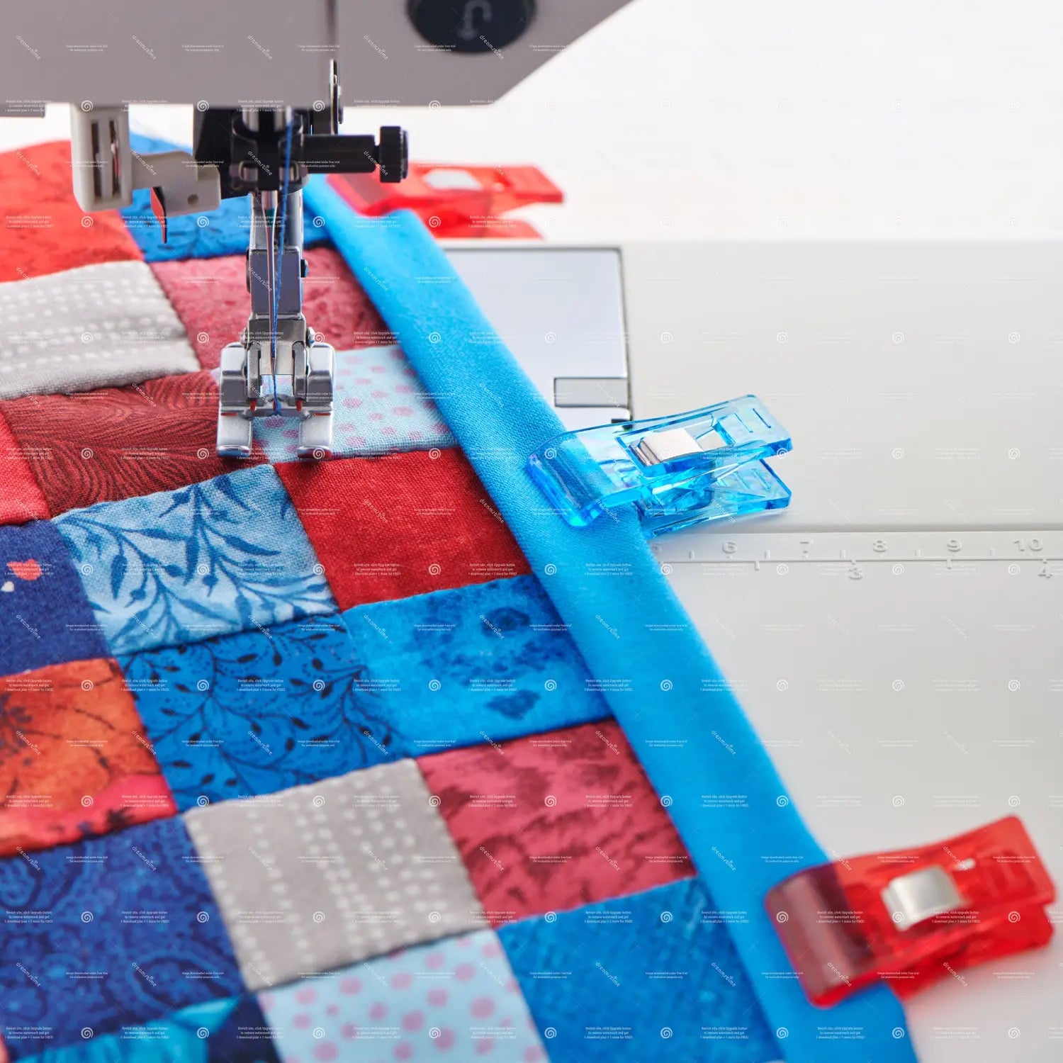 bias clips holding quilt binding