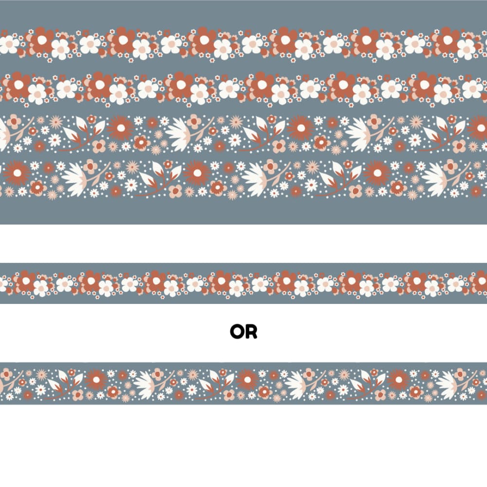 Bolt- Perfect Binding Yardage Blue and Rust Floral - Fabric