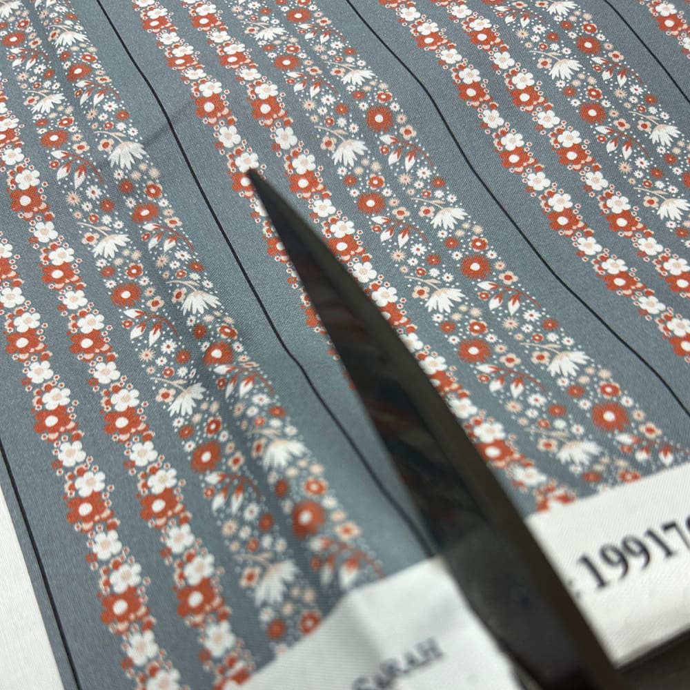 Bolt- Perfect Binding Yardage Blue and Rust Floral - Fabric