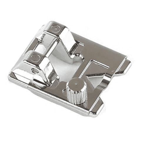 Chrome-plated low shank Braiding Foot with snap-on adapter for domestic sewing machines