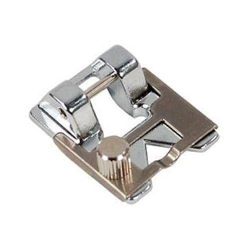 Metal braiding foot with guide for low shank domestic sewing machines and snap-on adapter