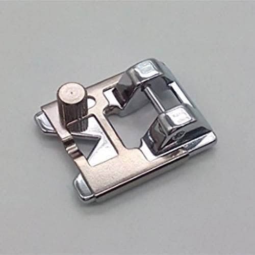 Metal sewing machine presser foot with low shank snap-on adapter for domestic sewing machines