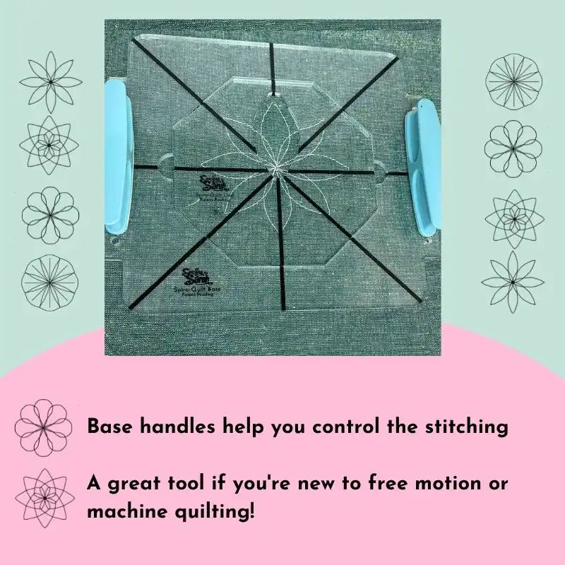 Clear acrylic quilting ruler with handles for creating floral patterns.