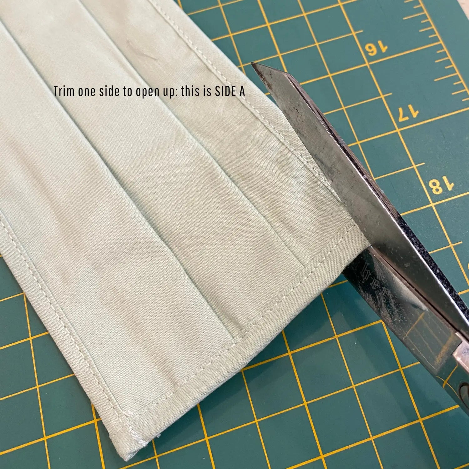 Trim side A of the masks