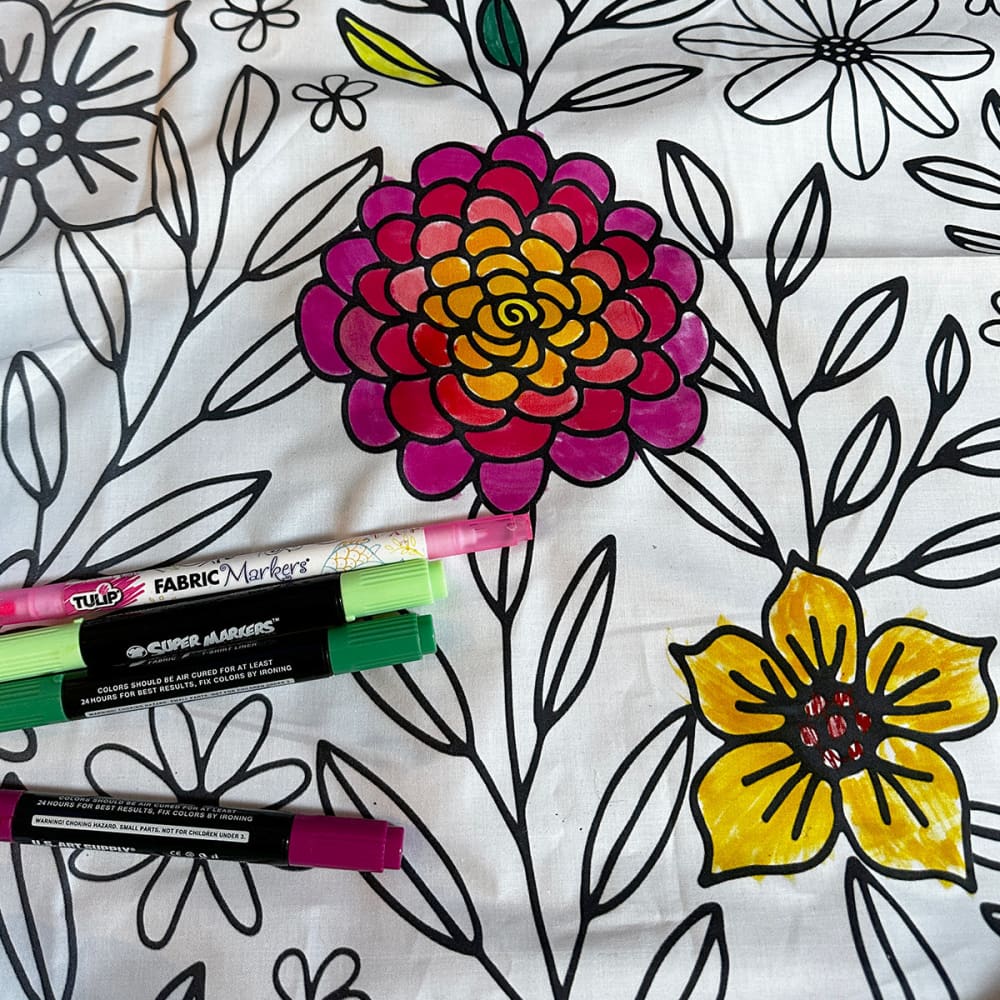 Floral Coloring Fabric - Fabric