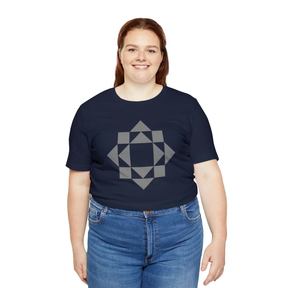 Grey Quilt Block Short Sleeve T-Shirt - Navy / M - T-Shirt