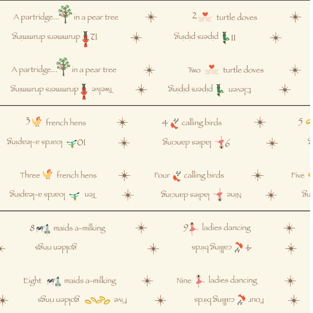 Perfect Binding Yardage 12 Days of Christmas