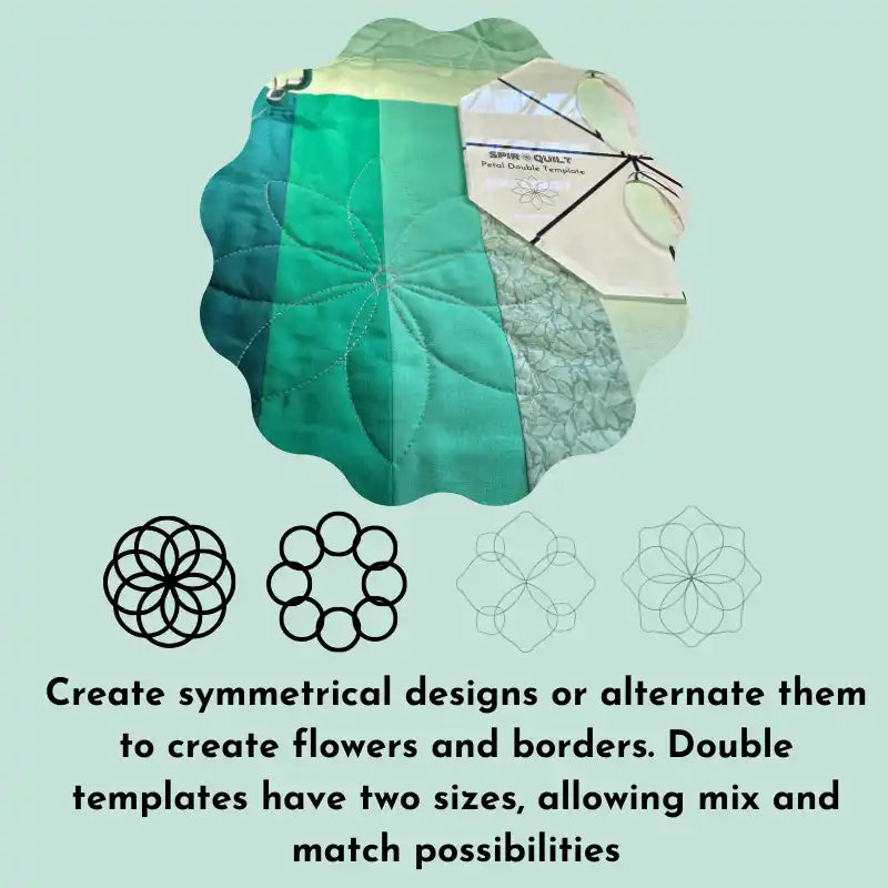 Quilting design templates for creating symmetrical patterns, flowers, and borders.