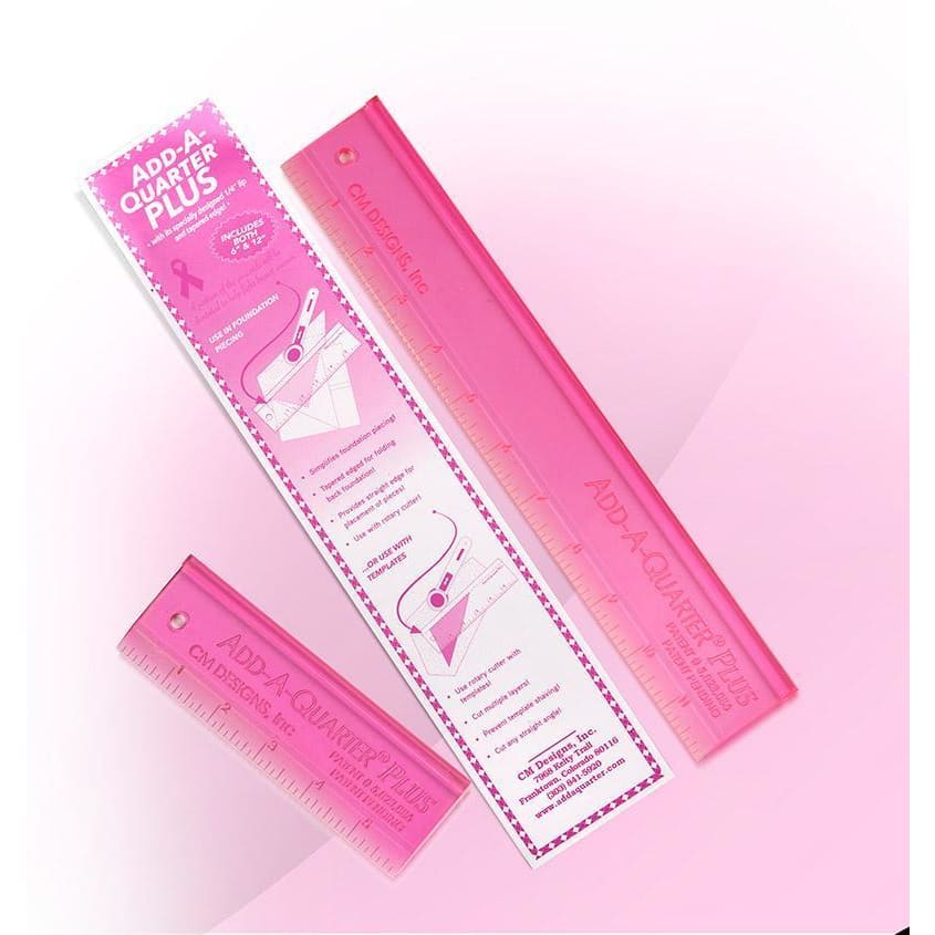 Pink quilting rulers for adding seam allowances to your foundation paper piecing quilting project