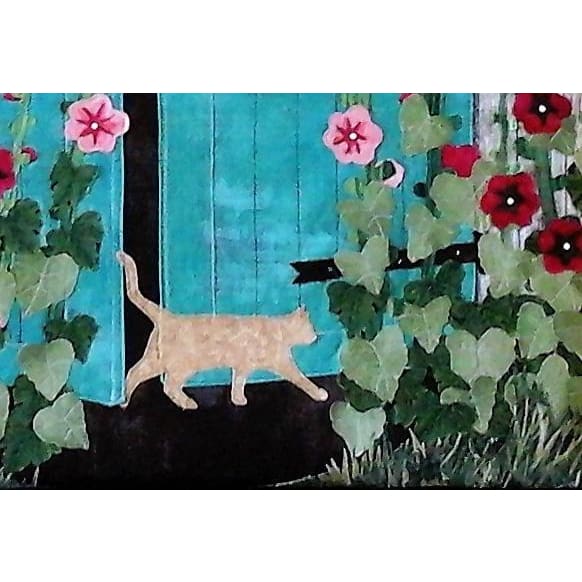 Kitten in the Hollyhocks- PDF Pattern by Sharon Joy Picciolo