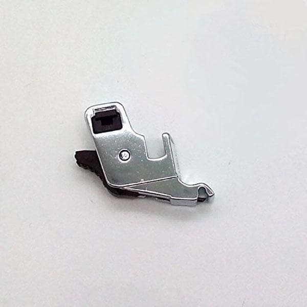 Metal sewing machine presser foot with black plastic part for low shank presser foot set on Pfaff machine