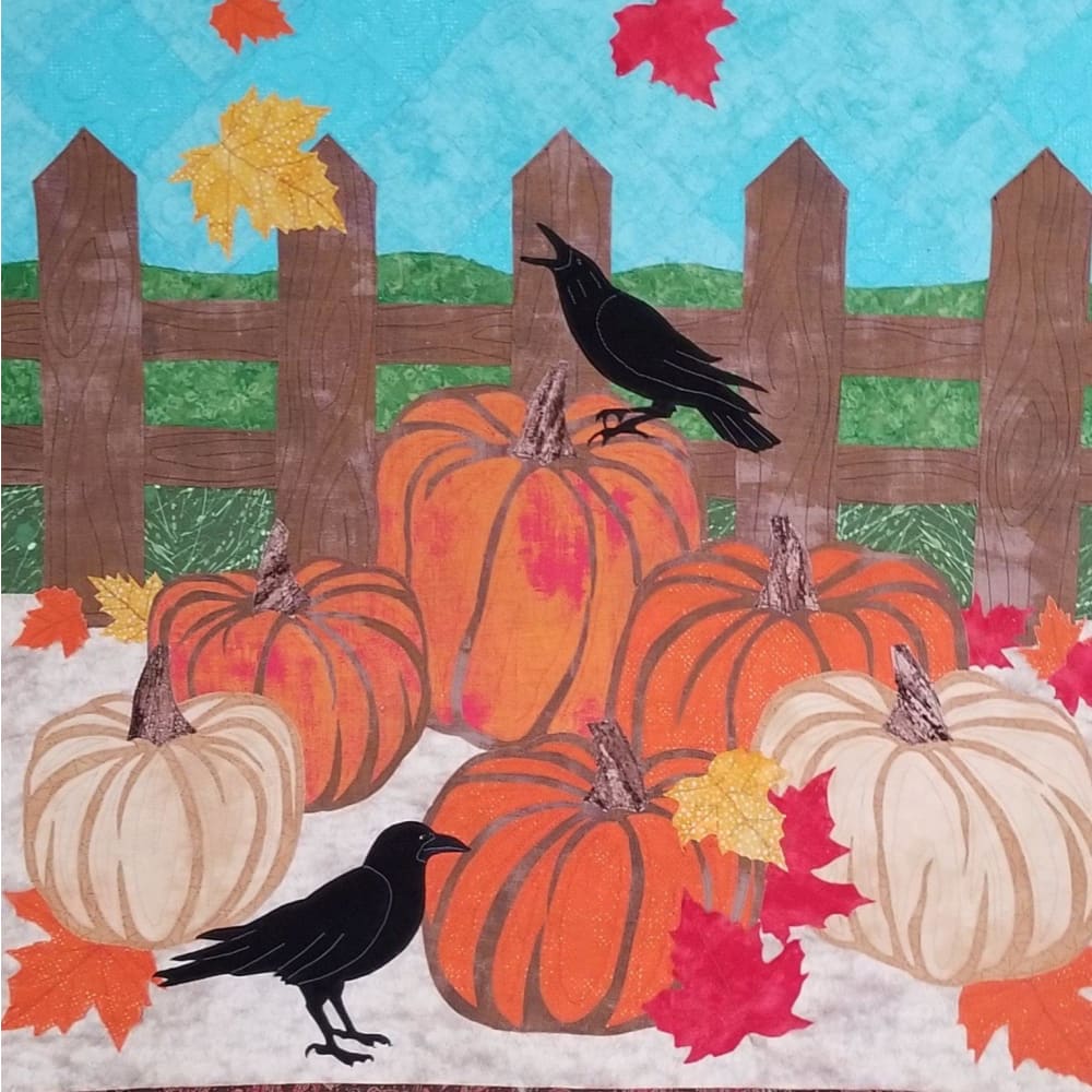Pumpkins Crows and Falling Leaves - PDF Pattern by Sharon 