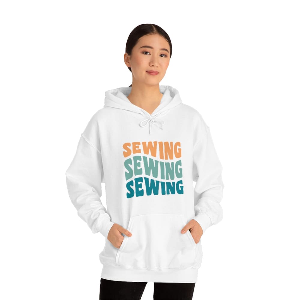 Sewing Hooded Sweatshirt - White / S - Hoodie